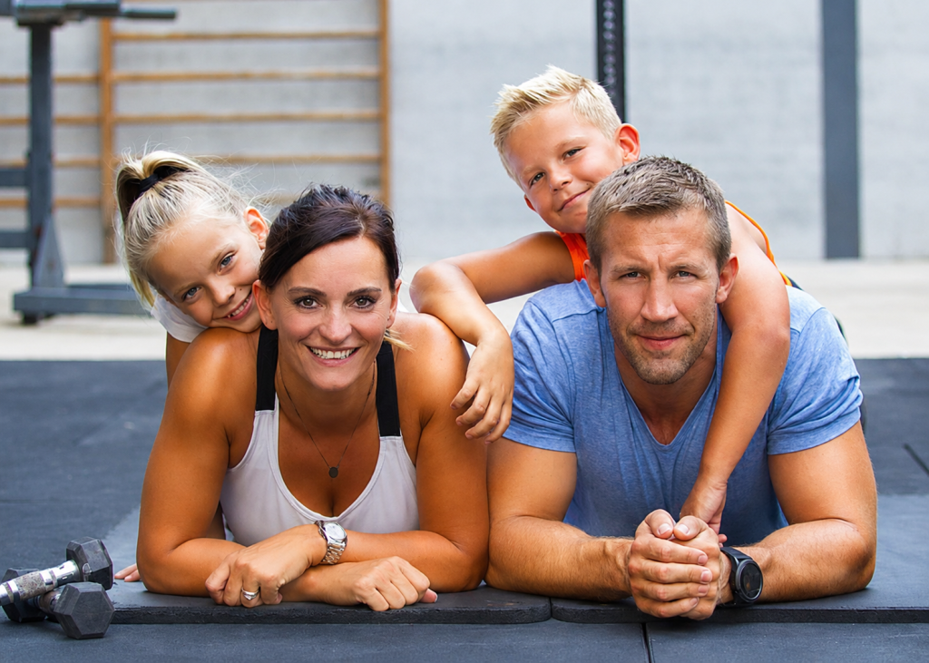 Family living an active, healthy lifestyle supported by Peptides Plus research